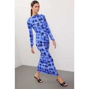 Elegant Blue Tie-Dye Maxi Dress